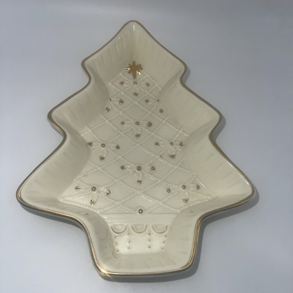 Formalities by Baum Brothers Christmas Tree Bowl/Dish 8.25 Cream with Gold Trim